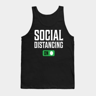 social distancing green button on funny tee Tank Top